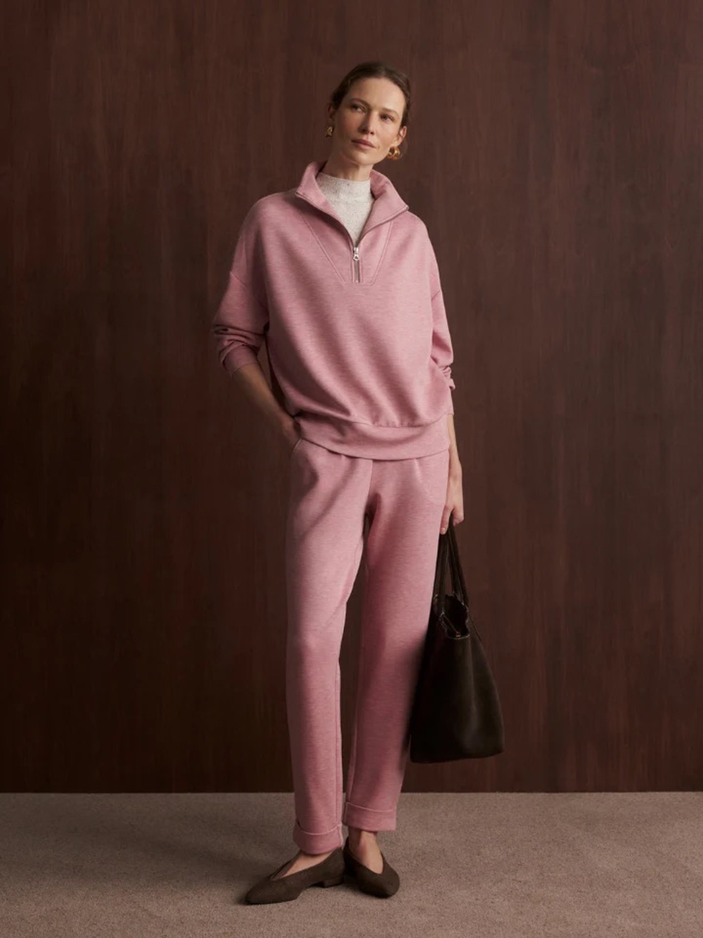 Varley | Hawley Sweat 1/2 Zip Pullover | Large | Rose Marl - Picture 6 of 13